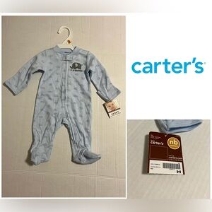 🆕CARTER’S - NB - NWT - INFANT BOYS BLUE GREY ELEPHANT SLEEPER